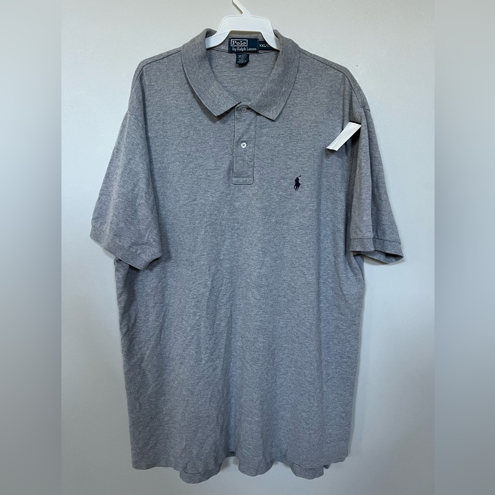 VINTAGE RALPH LAUREN POLO MEN'S SOLID COTTON POLO COLOR GREY SIZE XXL/2XL